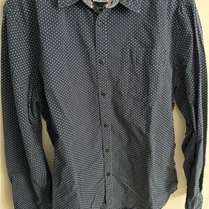 Cactus Dark Blue Polka Dot Button Down Shirt